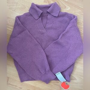 Purple sweater with collar